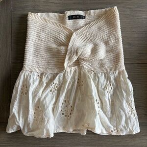 Micas Cream Knit and Eyelet Mini Top